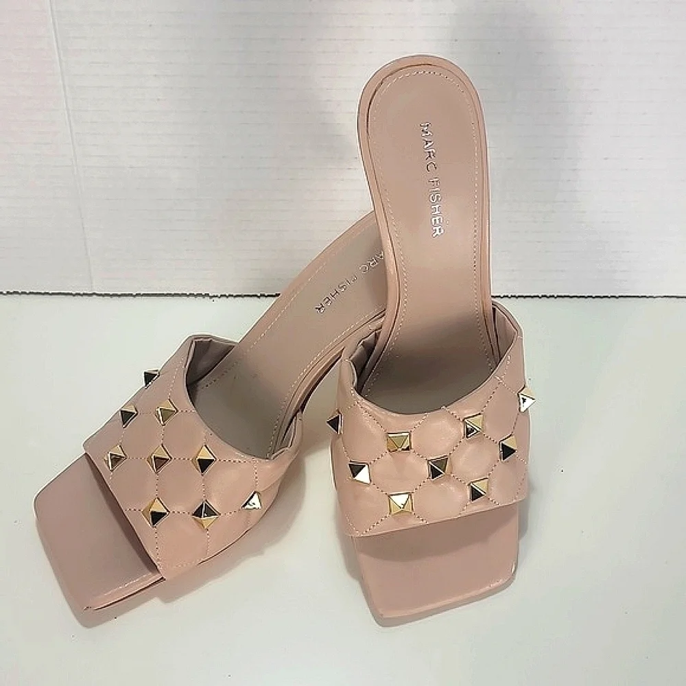 Marc Fisher Dacorin Quilted Studded Pink Heels